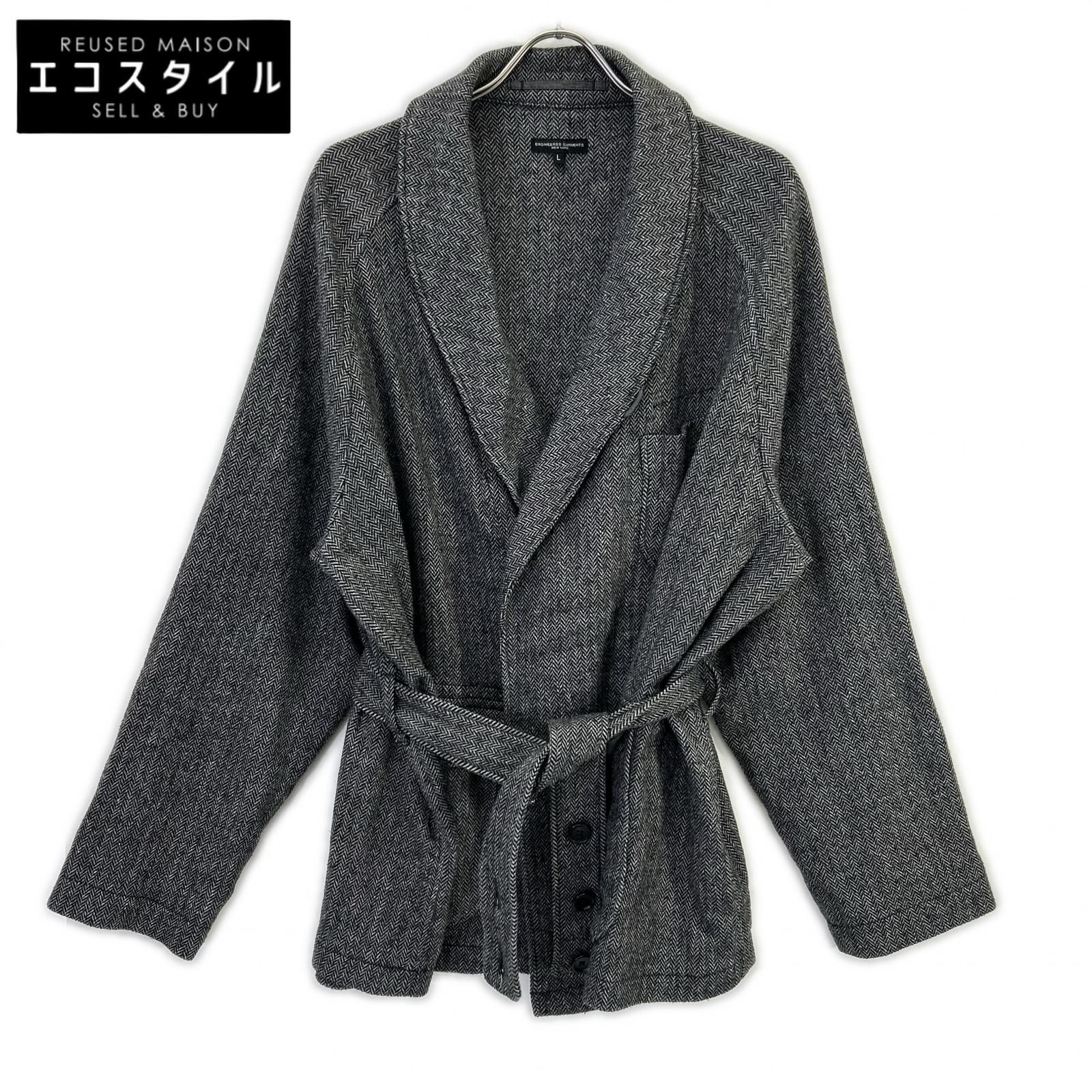 Engineered Garments　エンジニアードガーメンツ　24AW グレー Smoking Jacket スモーキングヘリンボーンジャケット　L