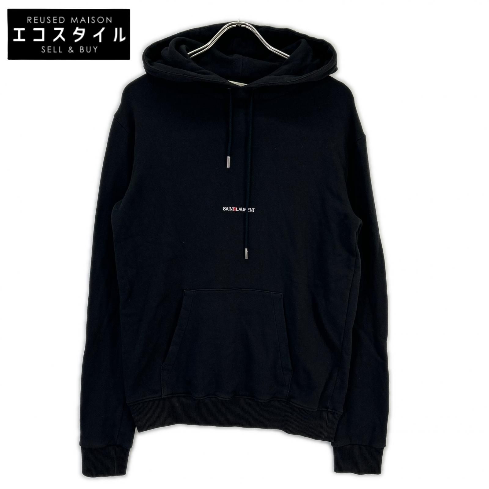 SAINT LAURENT PARIS　サンローランパリ　17年 464581 ブラック ワンポイントロゴ パーカー　XS