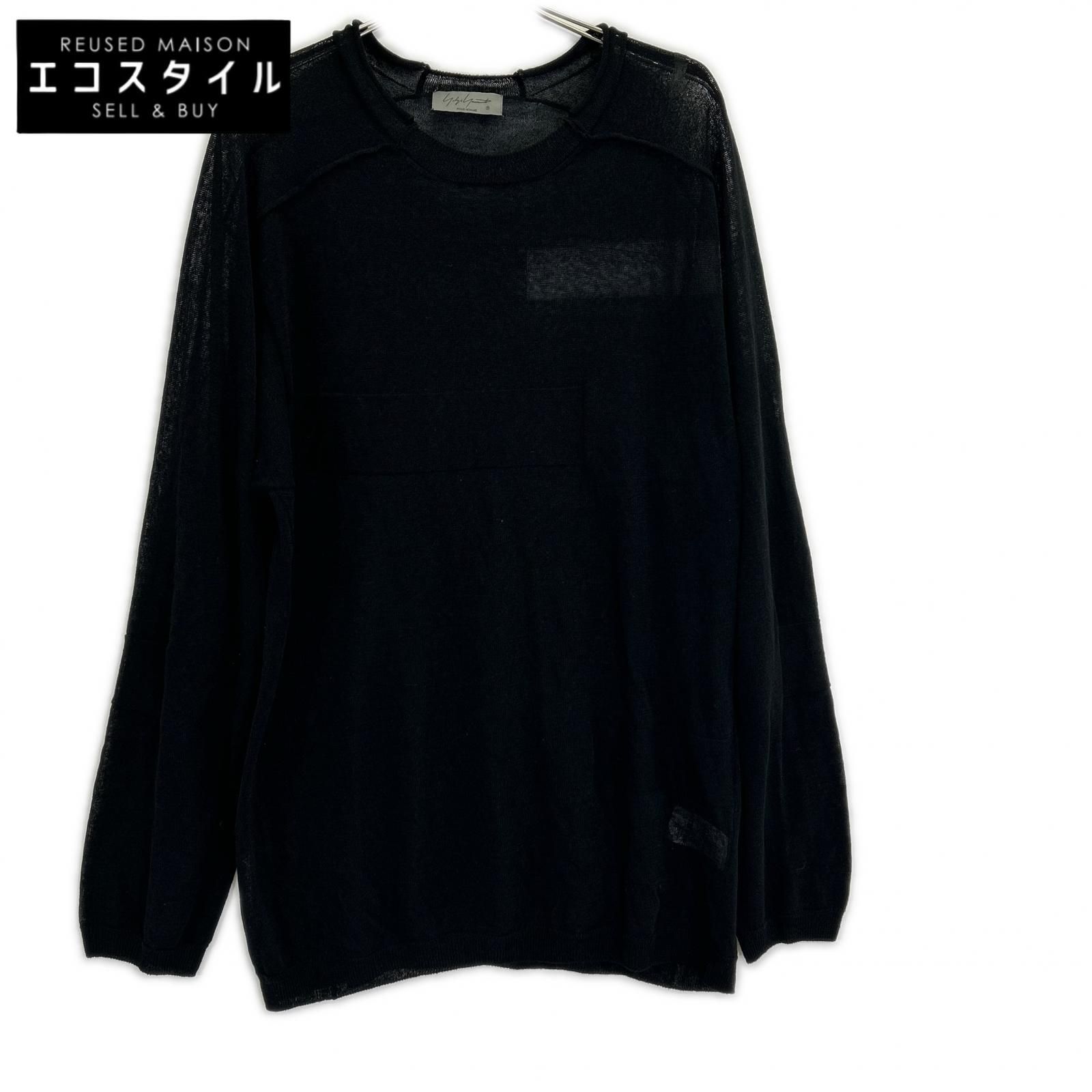 Yohji Yamamoto POUR HOMME　ヨウジヤマモトプールオム　24SS HS-K07-983 ブラック シアーラウンドネック長袖Tシャツ　3 28,529円