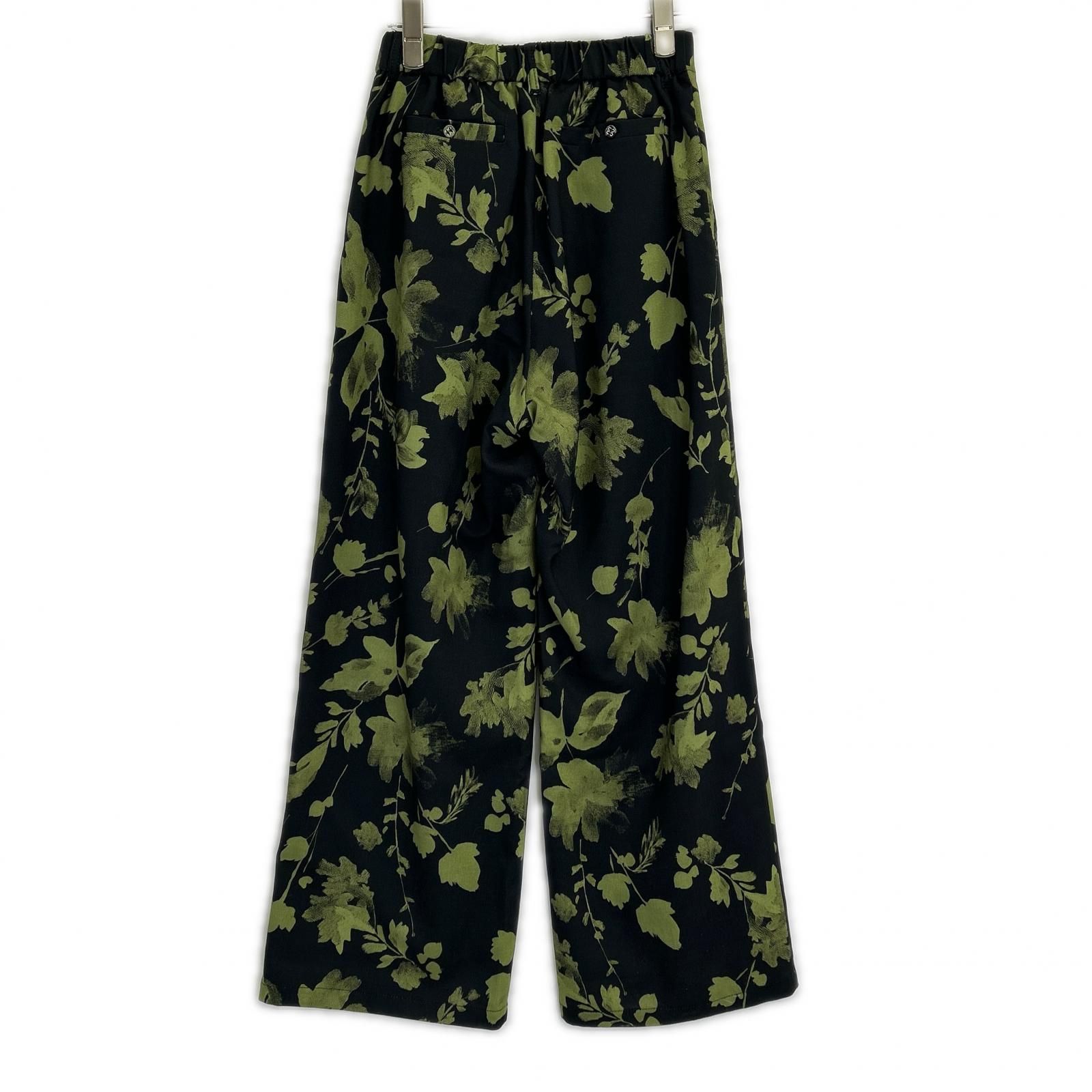 Ameri アメリ ブラック GRAINY FLOWER STRAIGHT PANTS S - メルカリ