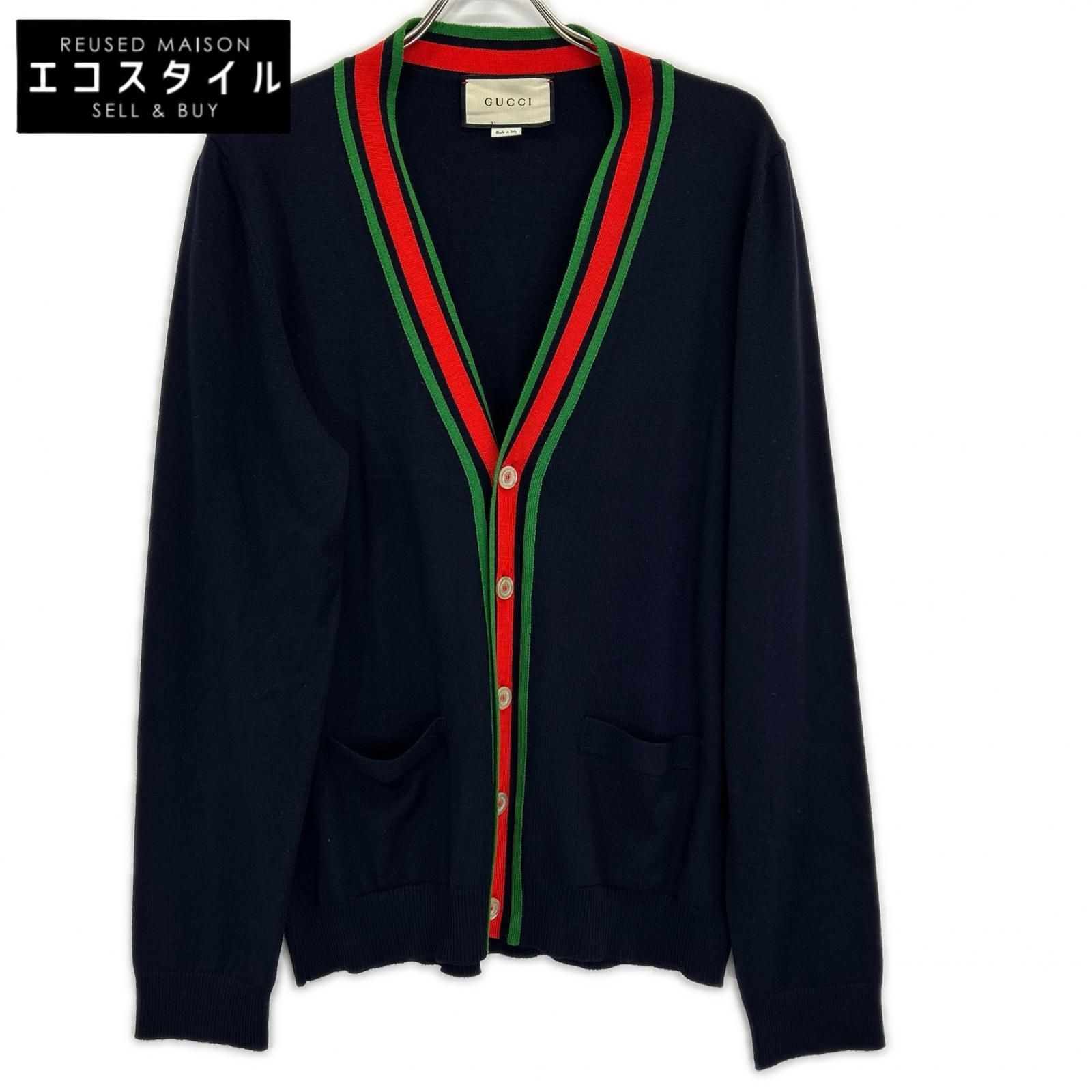 GUCCI　グッチ　576806 ネイビー ウールカーディガン　L