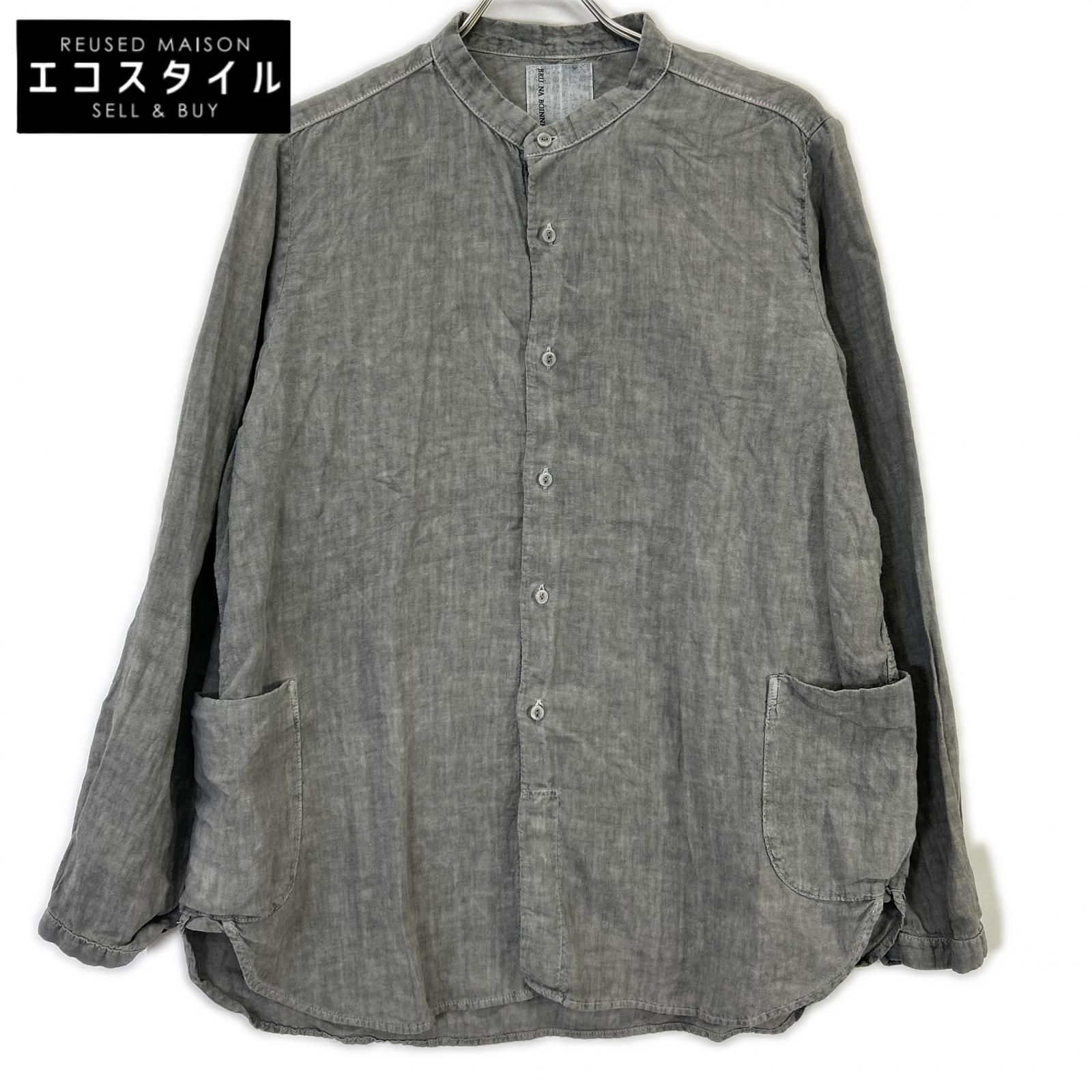 BRUNABOINNE　ブルーナボイン　4382ー2 墨染め スタンドカラー サイドポケット オーバーシャツ　M