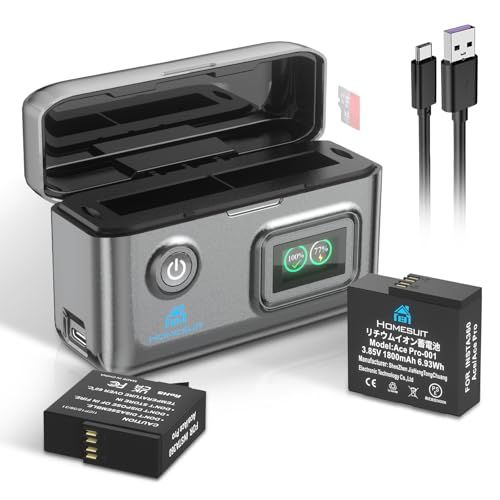 Homesuit Insta360 Ace Pro 2/Insta360 Ace Pro/Insta360 Ace 互換 バッテリー 1800mAh 2枚 & 15W LCD充電器セットチャージ 2台同時充電/LCD数字表示/PD15W 高速 a3d05216