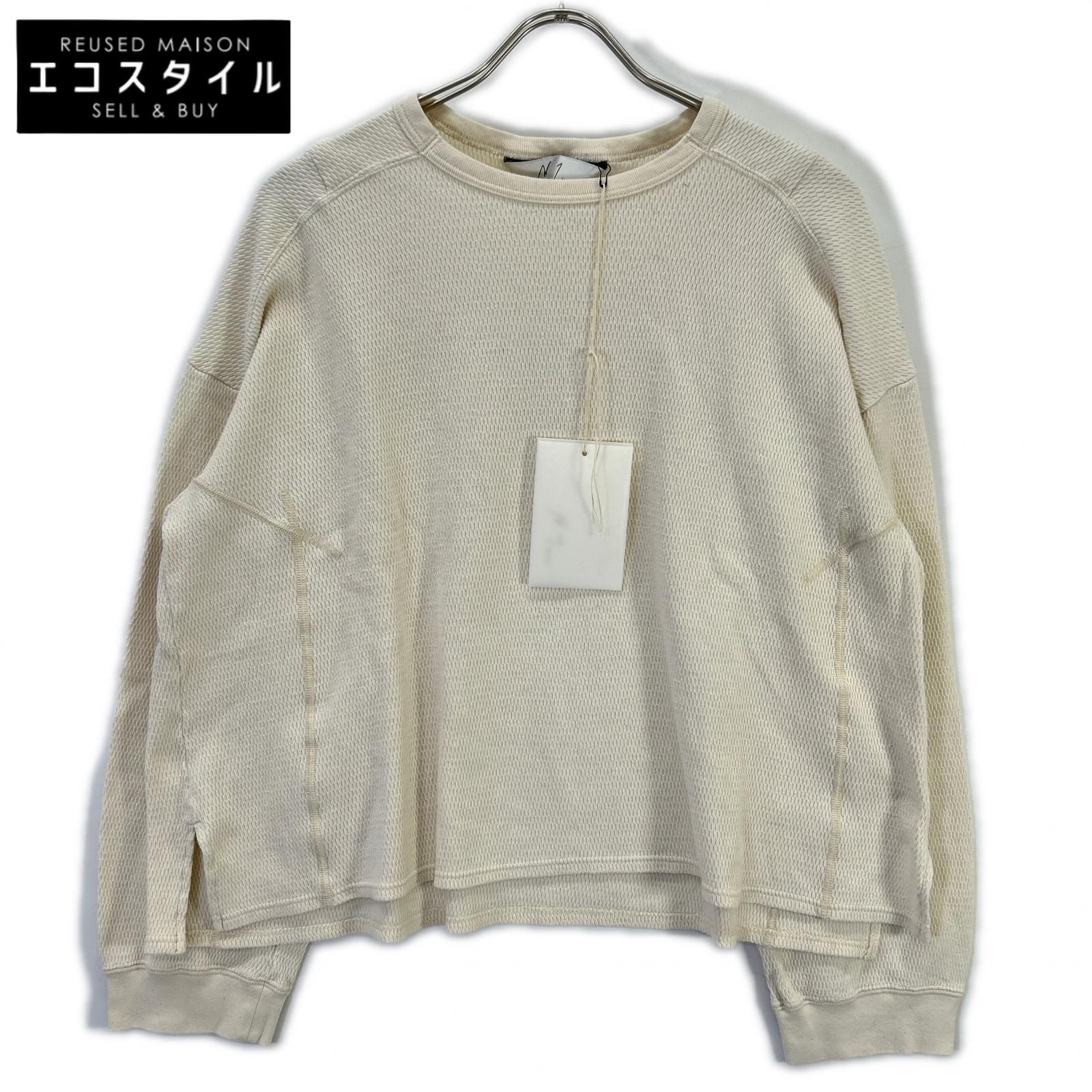 ANCELLM　アンセルム　ANC-CT159 ホワイト WAFFLE CREW NECK LS　2