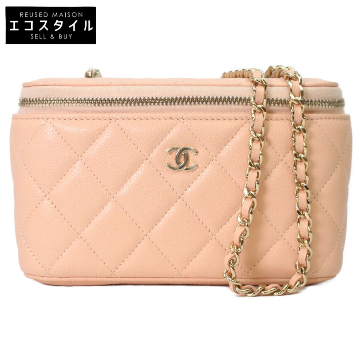 CHANEL　シャネル　AP1341 ピンクベージュ キャビア ゴールド金具 チェーンバニティ