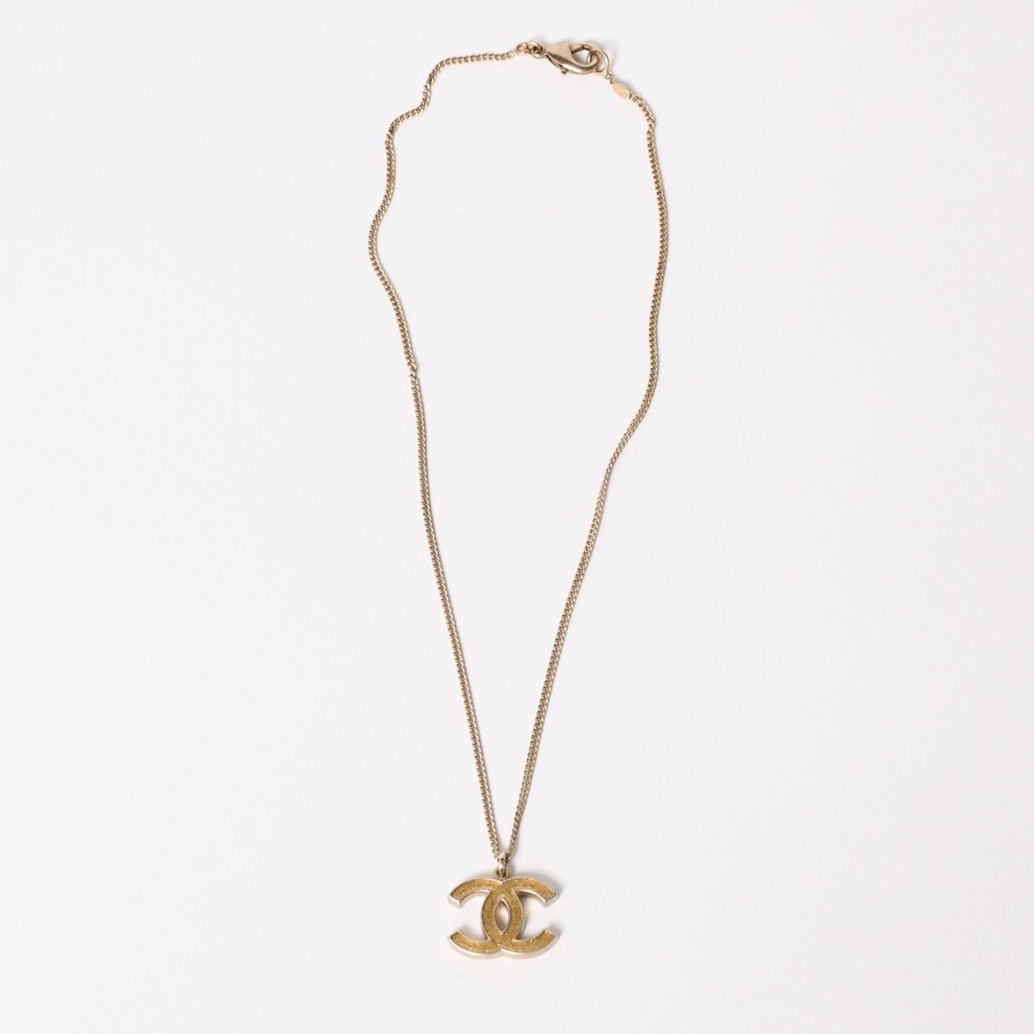 CHANEL フランス製 ネックレス 極美品 CHANEL シャネル ネックレス ココマーク ゴールドラメ ゴールド