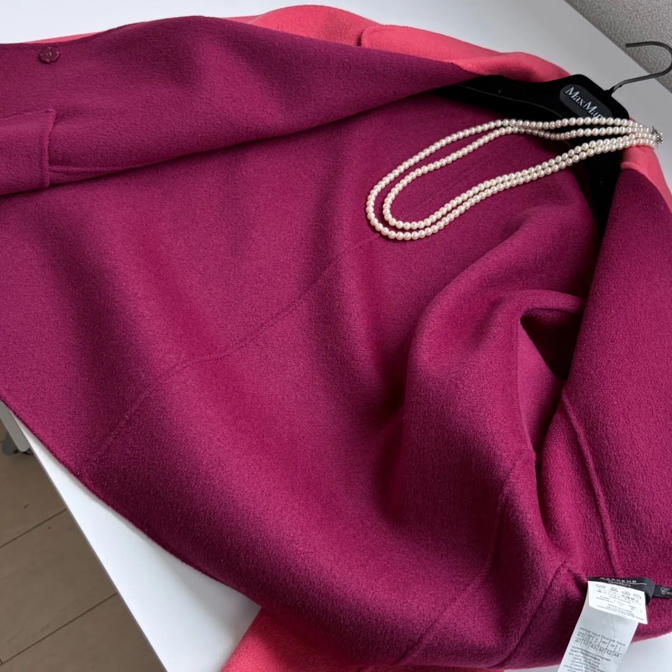 Max Mara Cucito a mano 90%virgin wool リバーシブル コート J44(L