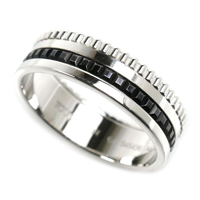 Boucheron ブシュロン K18WG ホワイトゴールド ブラックPVD キャトル ブラック スモール リング・指輪 JRG01790 23号 64 8.8g メンズ 中古 美品