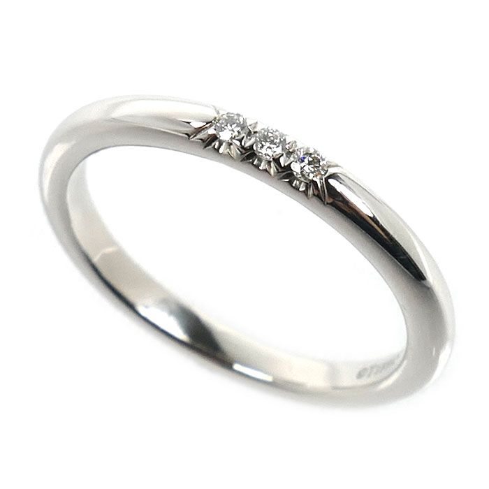 TIFFANY&Co. ティファニー Pt950プラチナ クラシックバンド 3Pダイヤ リング・指輪 ダイヤモンド 5.5号 2.8g レディース 中古 美品