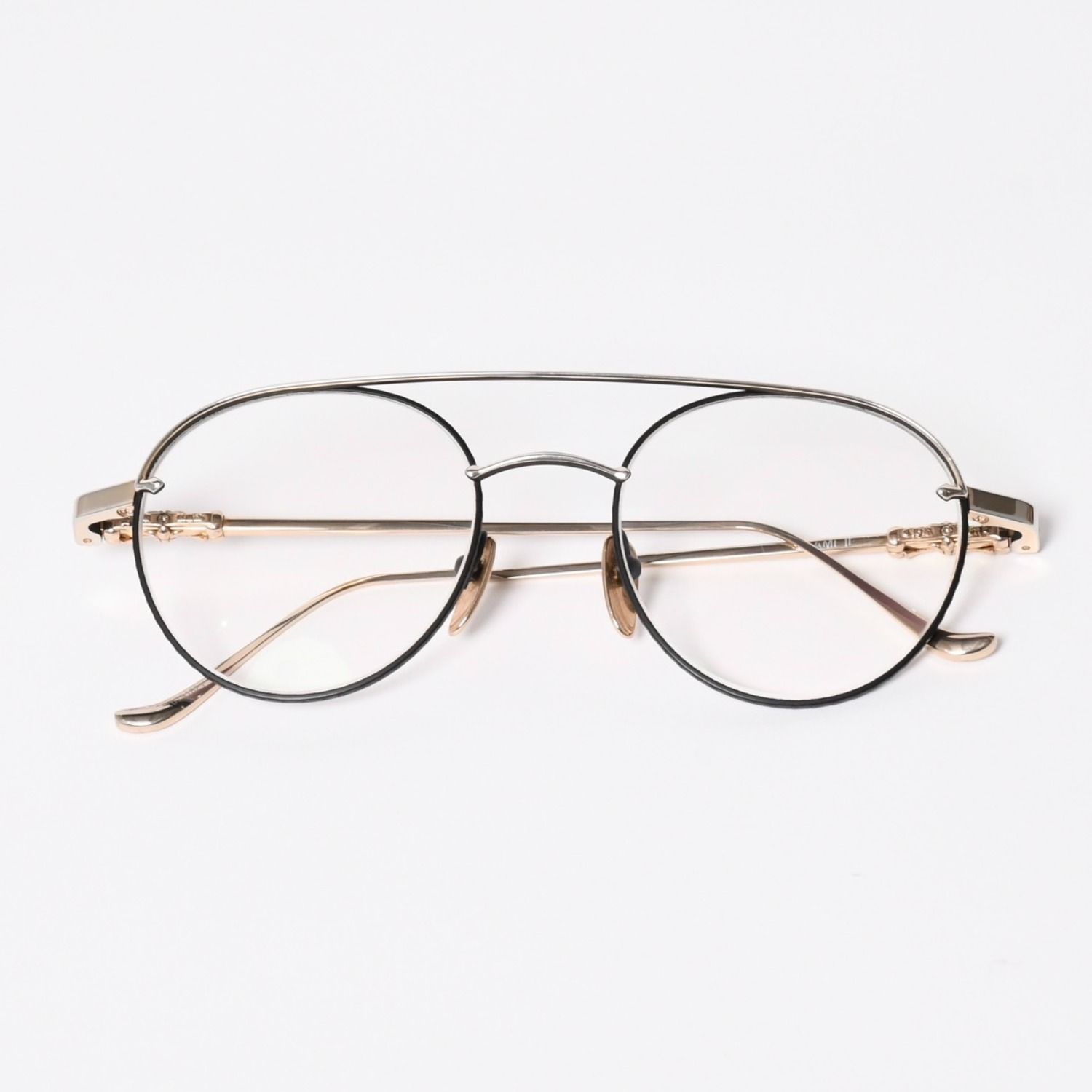 CHROME HEARTS クロムハーツ ORALGAMI Ⅱ オーラルガミ Ⅱ 伊達メガネ アイウェア CHクロス装飾 メタル GP 美品 中古 4a004526