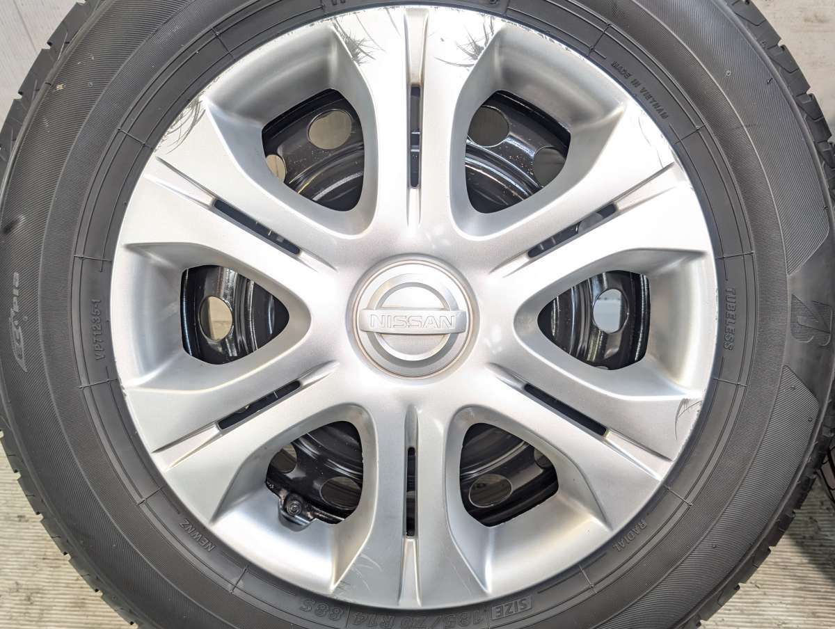185/70R14 ブリヂストン NEWNO 日産純正 14x5.5 100-4穴 中古タイヤ 