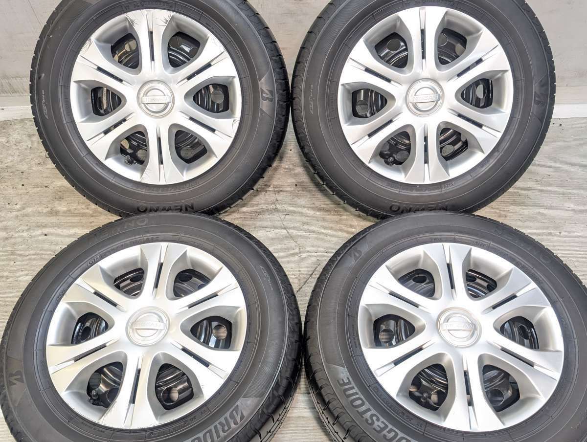 185/70R14 ブリヂストン NEWNO 日産純正 14x5.5 100-4穴 中古タイヤ サマータイヤ ホイールセット 4本セット s14260526038 21,830円