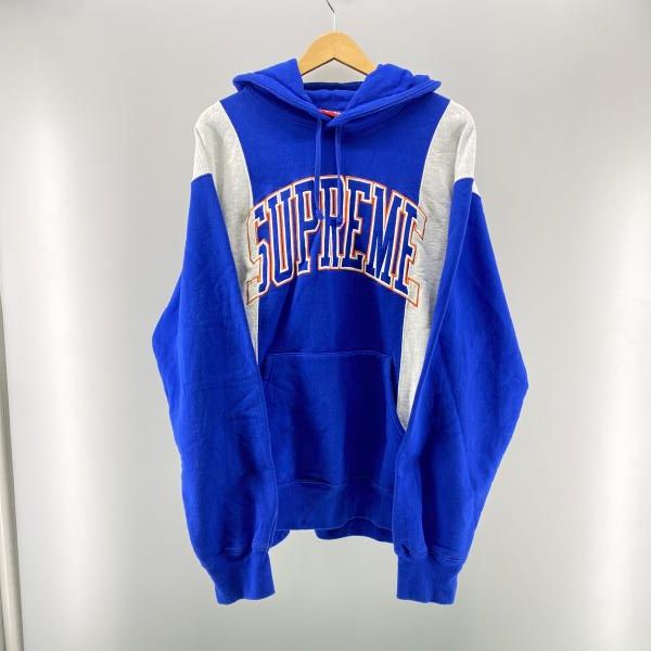 【中古】Supreme 19FW Paneled Arc Logo Hoodie Sweatshirt ブルー XL　シュプリーム[24]