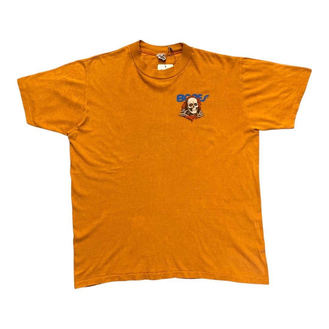 Vintage Powell Peralta Bones Ripper Skull T-Shirt 1983 Orange Size Large USA /80年代製 パウエル 覗きボーンズ リッパー ステッドマン Lサイズ　【F561】