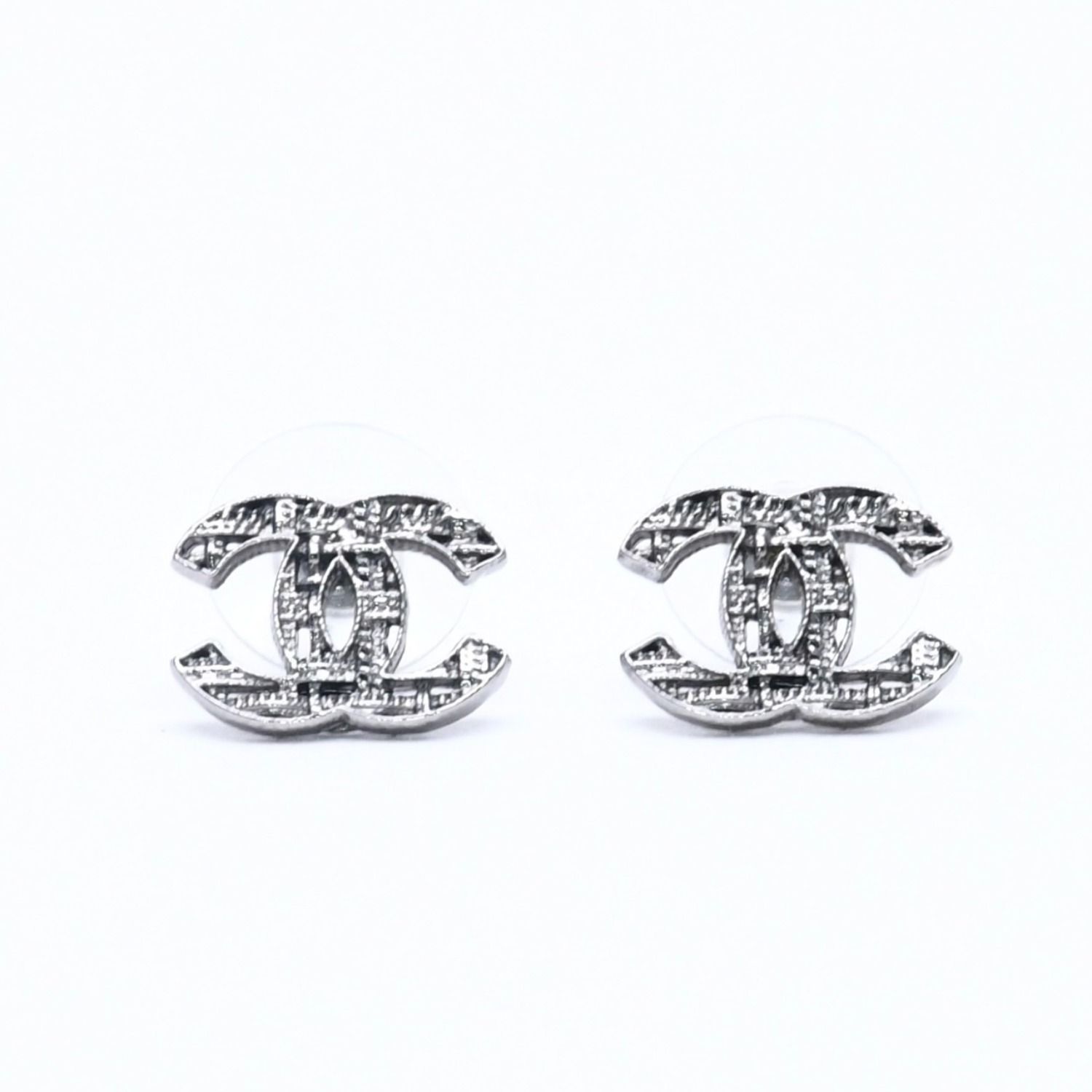 CHANEL シャネル チェーン柄 ココマーク ピアス 両耳用 B14ASV刻印 重量2.2g シルバー メタル 美品 中古 4b012967