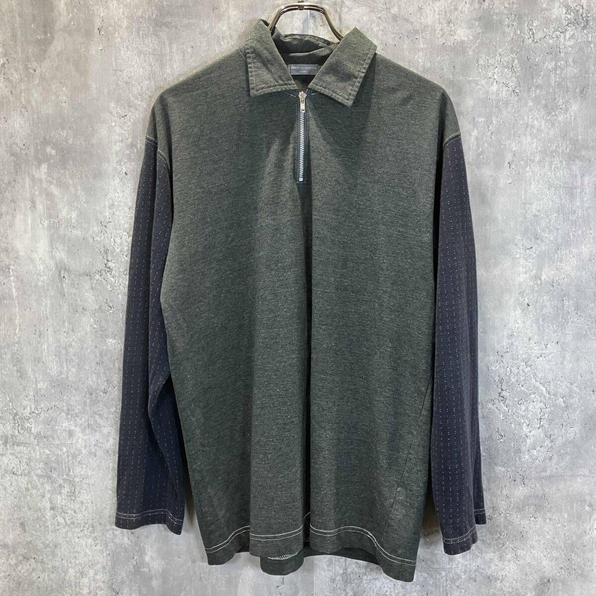 99aw archive／COMME des GARCONS HOMME HT-070040 袖切替ハーフジップ プルオーバーカットソー コムデギャルソン オム