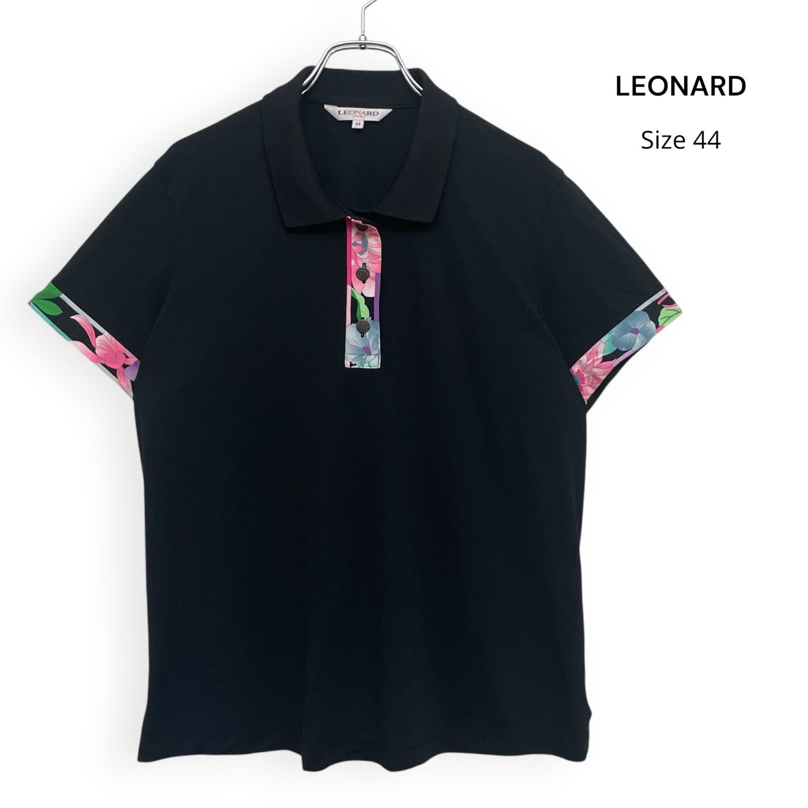 LEONARD SPORT レオナール 半袖 トリム ポロシャツ Size44 /R26455