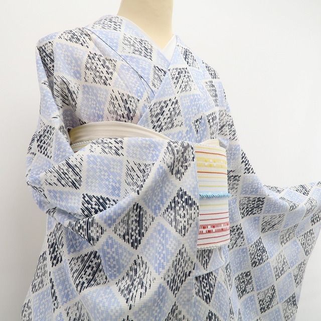 新品・夏小紋】絽 夏着物 正絹 仕付け糸付 tomihisa“ダイヤの煌めき