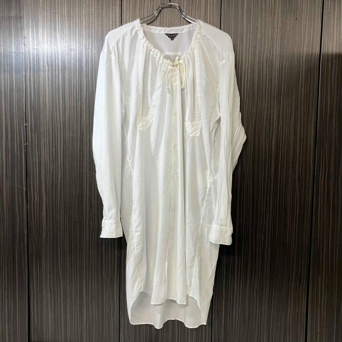 COMME des GARCONS ホワイト 24AW COMME des GARCONS HOMME PLUS ポリエステルバルーンロングシャツ サイズM ホワイト コムデギャルソン