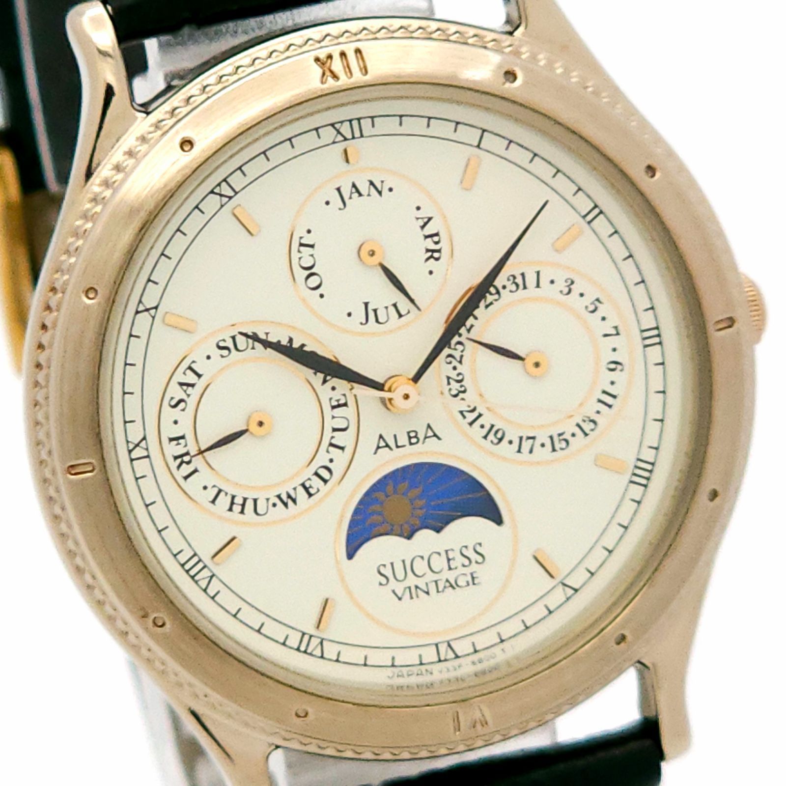 ★美品 SEIKO セイコー アルバ サクセス サン&ムーン V33F-6B50 QZ 動作品