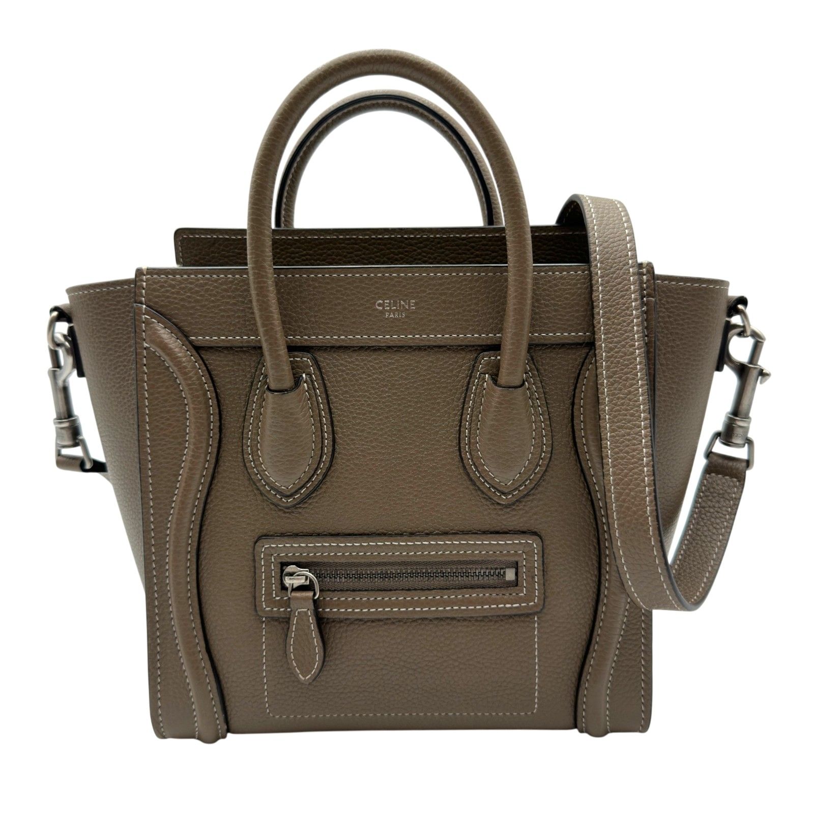 セリーヌ CELINE ラゲージナノショッパー 189243 トープ シルバー金具 ドラムドカーフスキン レディース ハンドバッグ