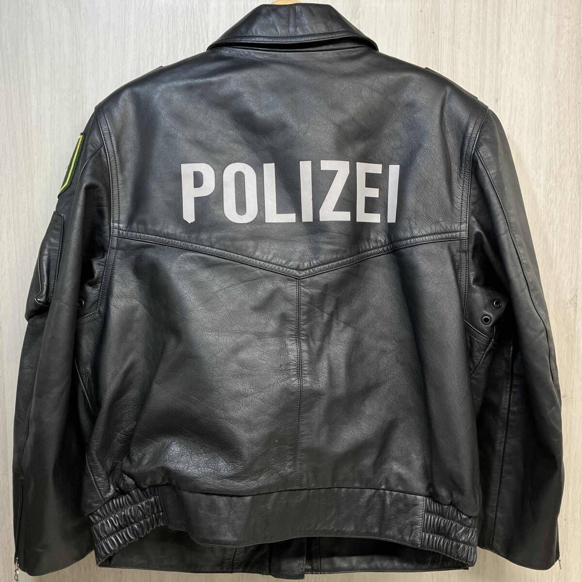 ドイツ警察 本革 レザー ジャケット ジップアップ ブルゾン ライダース ワッペン ブラック メンズ Beckumer Leder Schlusselzahl 1113