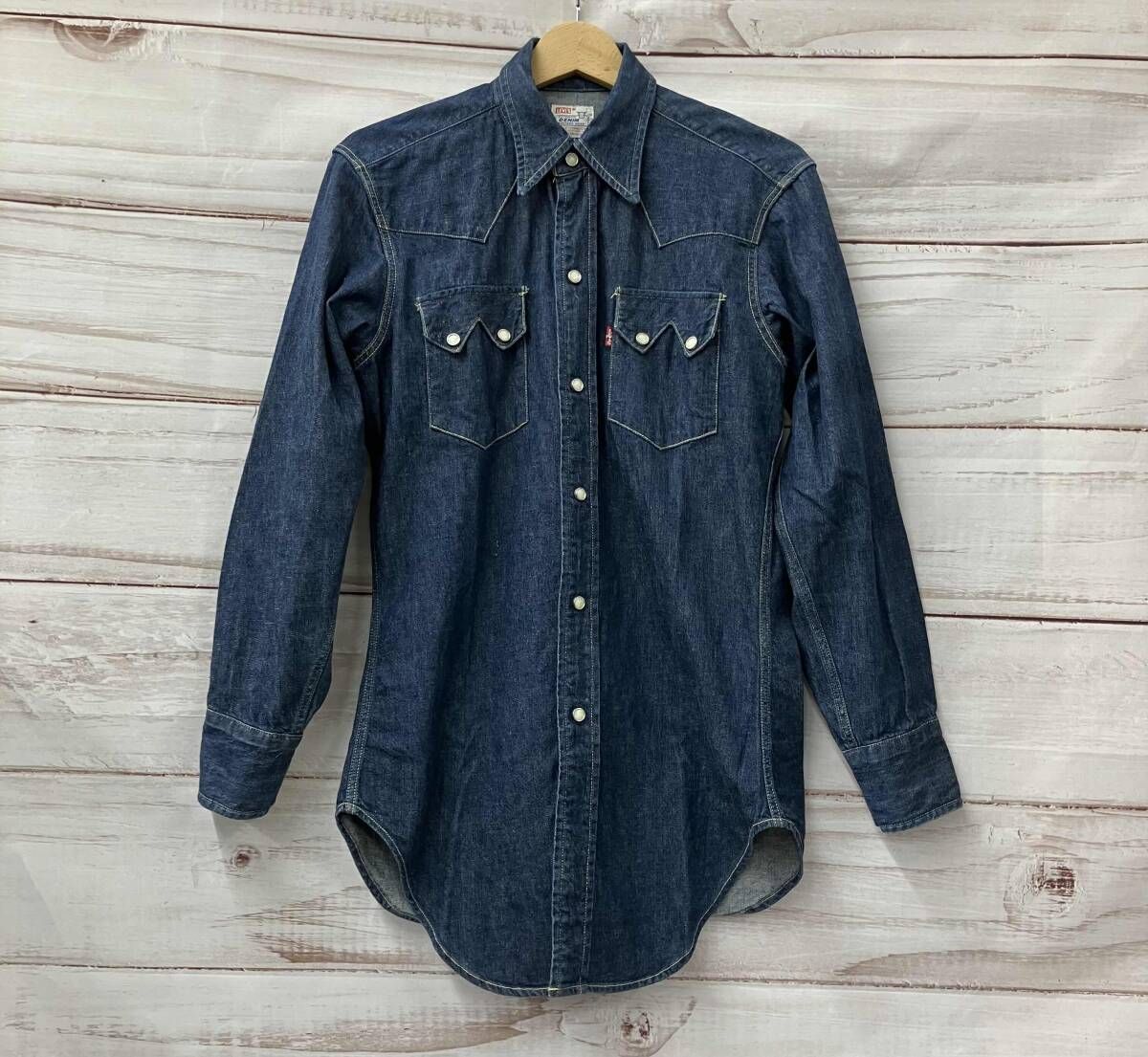 LEVI' S リーバイス 長袖シャツ 98年製 ウエスタンシャツ 7205-1018 レディースサイズS ネイビー系