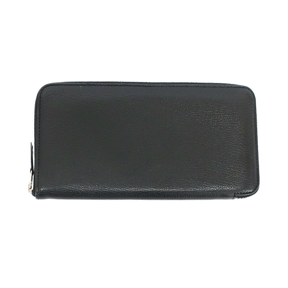 【天白】エルメス アザップロング 長財布 ブラック シルバー金具 □Q刻印 2013年頃製造 シェーブル 財布 小物 その他 メンズ レディース