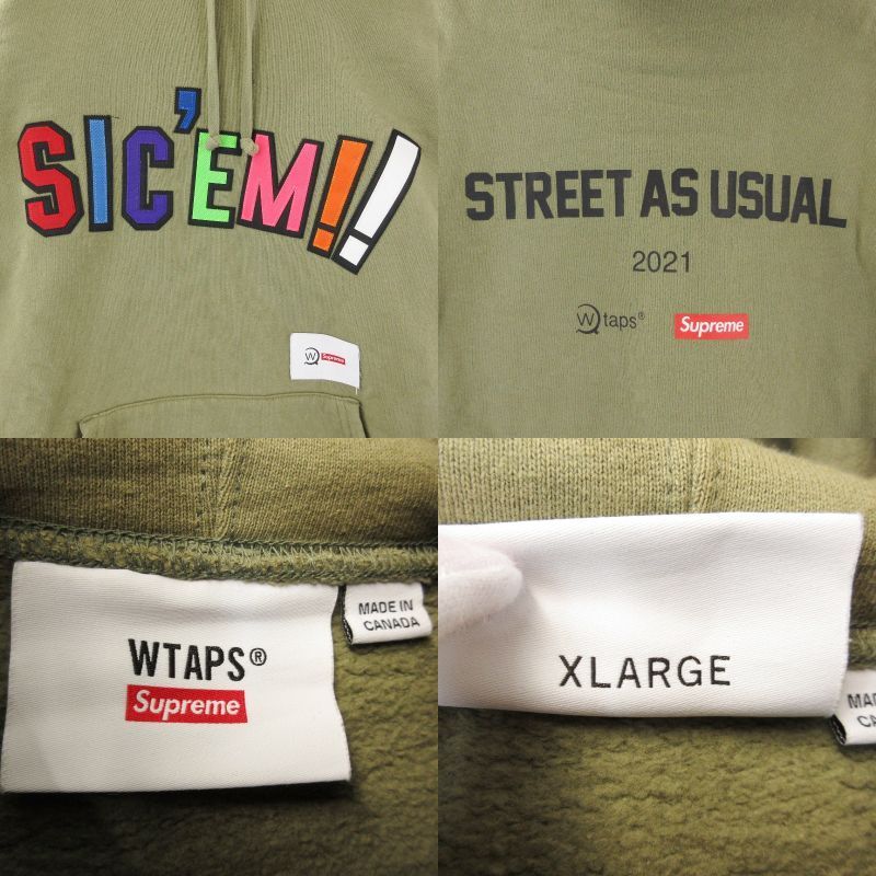 Supreme × WTAPS シュプリーム SIC'EM! HOODED SWEATSHIRT 21AW プル
