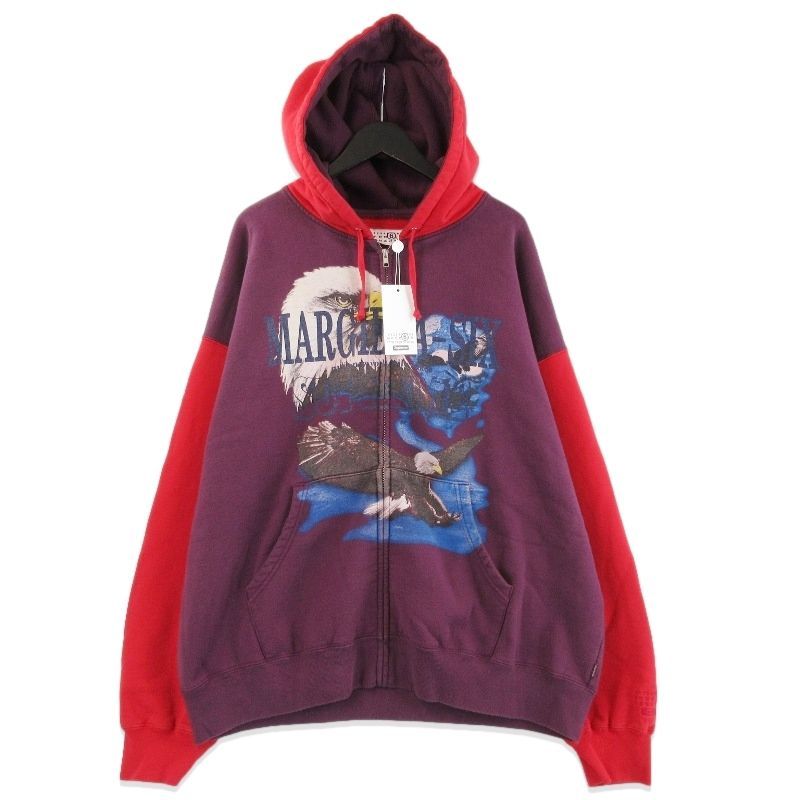 美品 Supreme × MM6 Maison Margiela シュプリーム ジップパーカー 26SS SUP-SS26-WEEK4-006 イーグル コラボ パープル XL 71016132