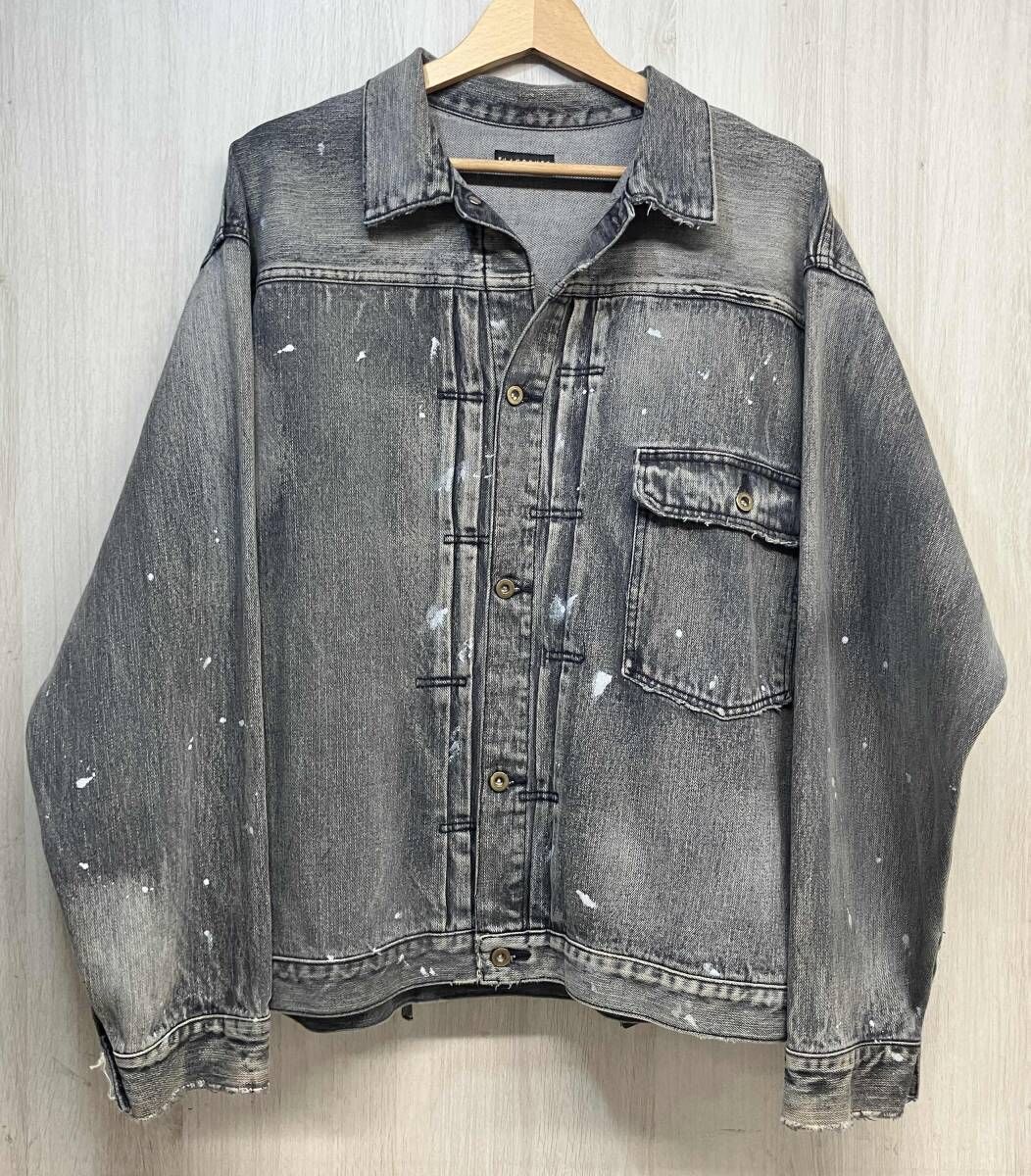 F-LAGSTUF-F FLAGSTUFF フラグスタフ TRACKER JACKET STYLE 1ST ボロ加工 トラッカー デニム ジャケット FS1519 メンズ XL グレー