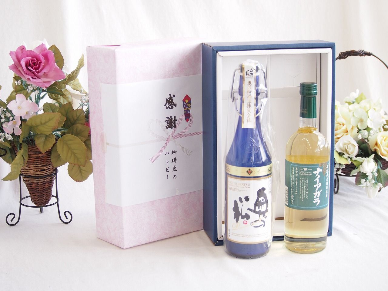 感謝の贈り物ボックス スパークリング日本酒と国産ワインセット(長野県産葡萄使用 ナイアガラ白ワイン やや甘口(山梨県)720ml奥の松純米大吟醸スパークリング720ml