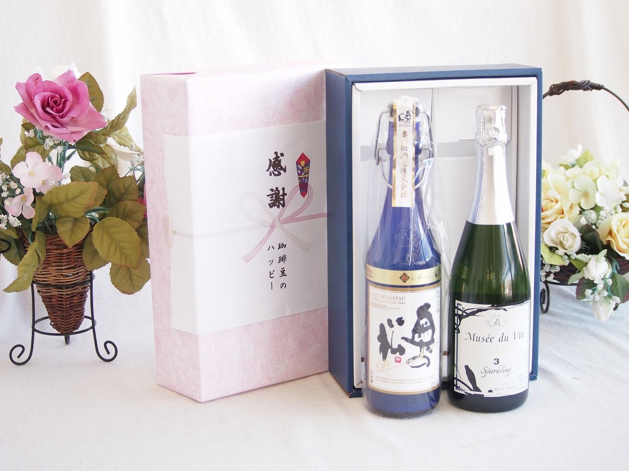 感謝の贈り物ボックス スパークリング日本酒と国産ワインセット(MdV オアシス3 白スパークリングワイン辛口(長野県)750ml奥の松純米大吟醸スパークリング720ml