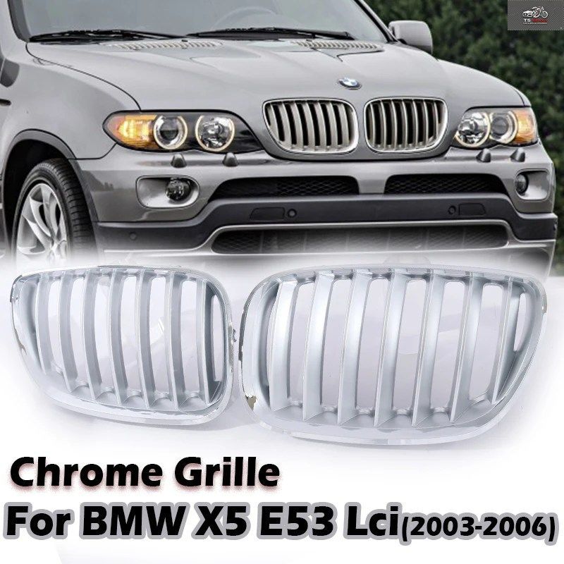 SINGLE SLAT SILVER KIDNEY GRILLE OE STYLE GRILL BMW X5 E53 FACELIFT 2004 2005 2006 EXTERIOR PARTS