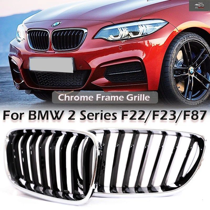 SINGLE SLAT SILVER KIDNEY DOUBLE LINE GRILL M COLOR GRILLE BMW 2 SERIES F22 F23 M2 F87 218I 220I 228I M240 220D 225D