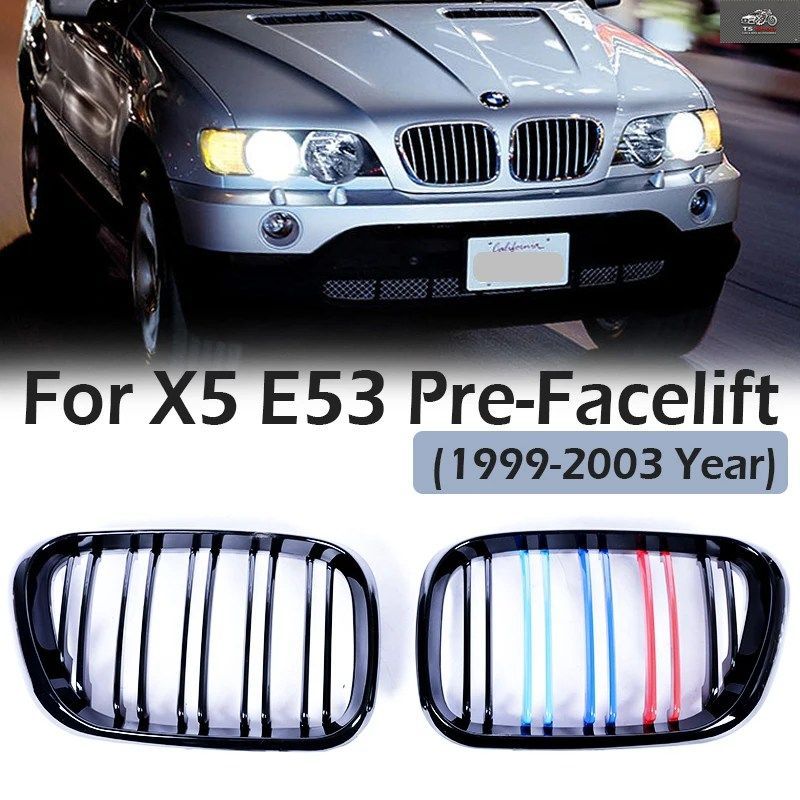 FRONT KIDNEY RACING GRILL DOUBLE SLAT M COLOR CARBON FIBER PRINT RADIATOR GRILLE BMW X5 E53 1999-2003 PRE-LCI 9,687円