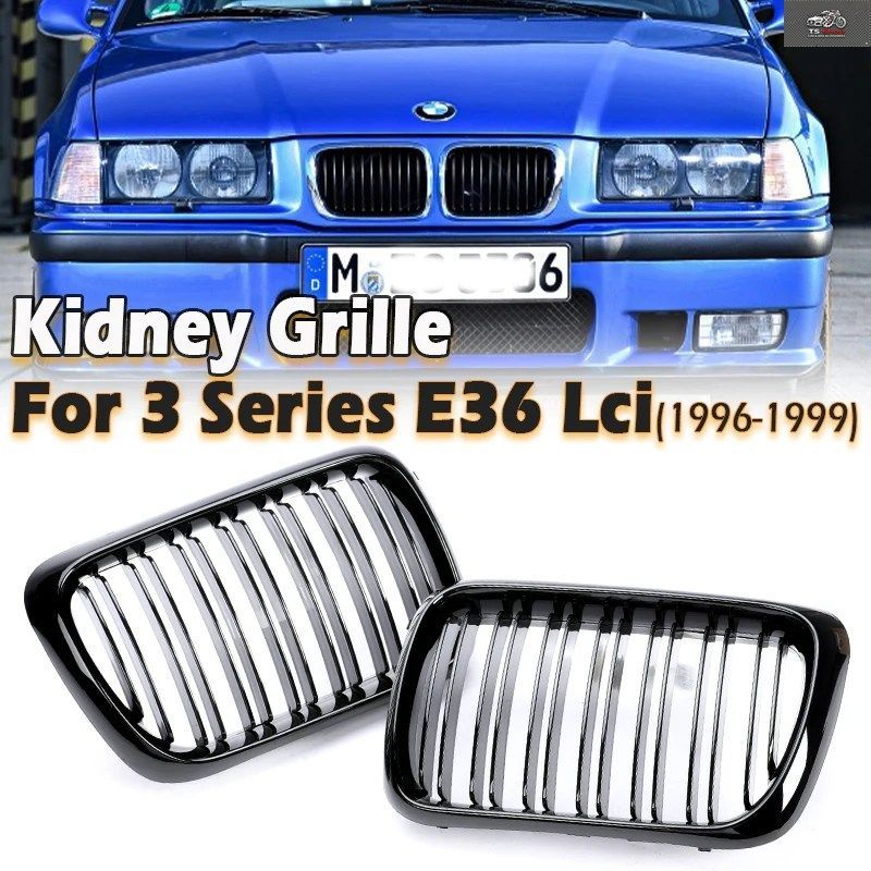 DUAL SLAT M COLOR GRILL BMW 3 SERIES E36 LCI 1997 1998 1999 FRONT BUMPER KIDNEY GLOSS M TECH GRILLS FACELIFT COVER
