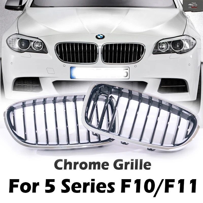 SINGLE LINE GRILL SILVER GLOSS RACING GRILLE BMW 5 SERIES F10 F11 2010-2017 520I 525 530 535 540 528 550I