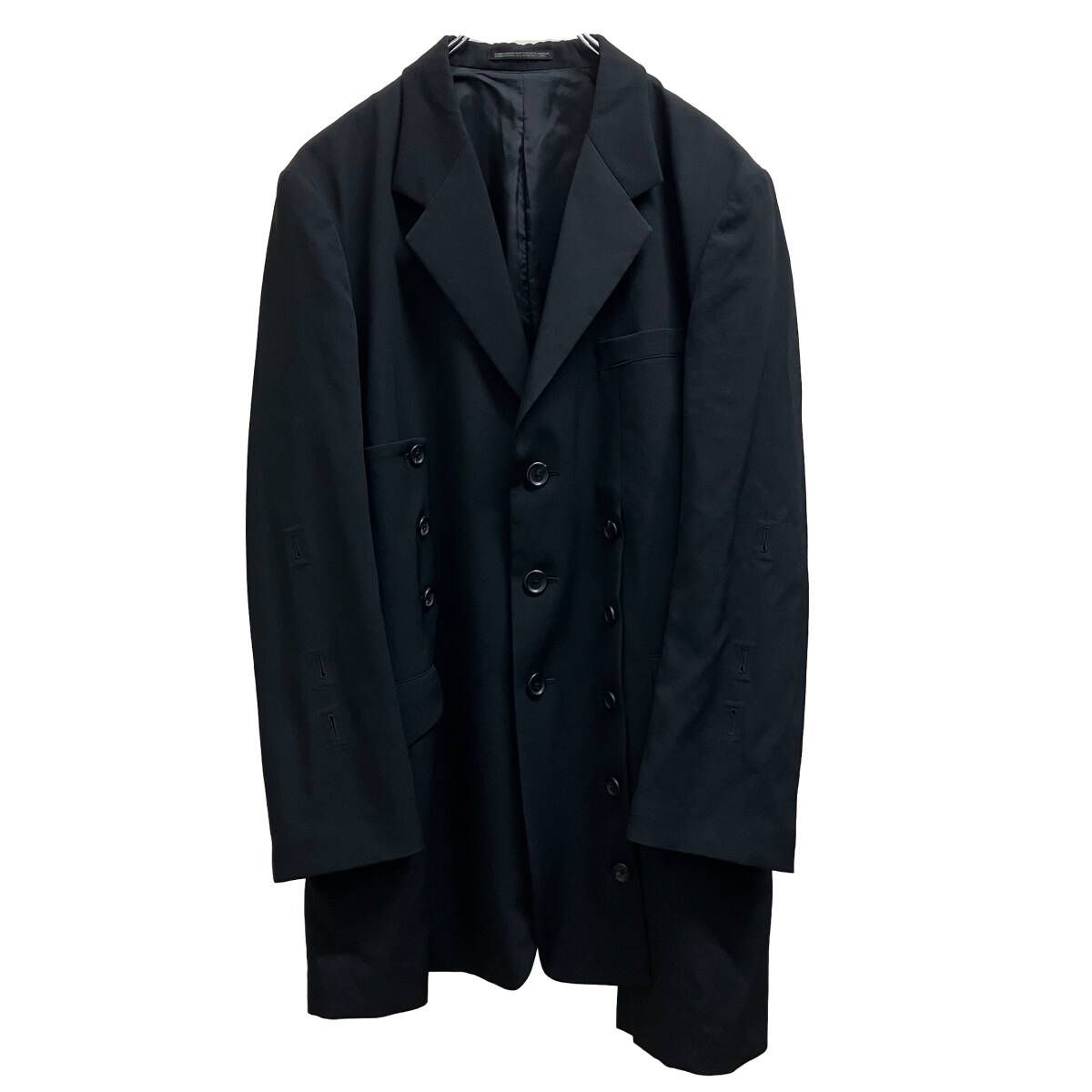 YOHJI YAMAMOTO POUR HOMME wool gabardine asymme try trick button HP-J21-100 サイズ3 ブラック ヨウジヤマモトプールオム