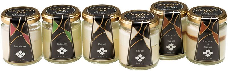 夏の贈り物お中元 夕暮れのchouchou flan ドゥエール クリーム・キャラメル&クリーム（各50g）×各2、ピスタチオ・ストロベリー（各50g）×各1