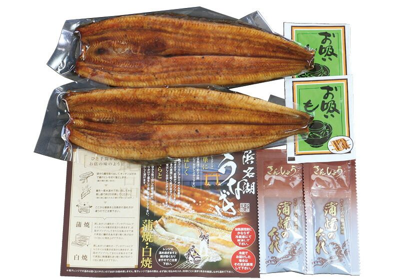 夏の贈り物お中元 浜名湖つるや監修　浜松・浜名湖うなぎ蒲焼（長焼2尾） うなぎ蒲焼（110g）・たれ＆山椒・粉末吸い物×各2