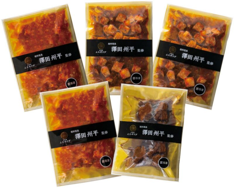 夏の贈り物お中元 総料理長･澤田州平監修 本格中華コレクション エスサワダ 大海老のチリソース･本格四川風麻婆豆腐（各130g）×各2、黒酢酢豚（130g）×1