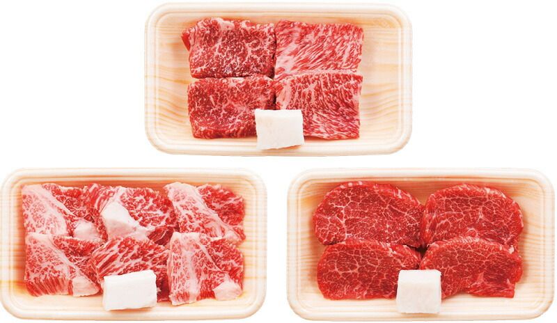 夏の贈り物お中元 松阪牛焼肉食べ比べ3種 松阪牛焼肉用（もも・バラ・カタ）各100g（計300g）