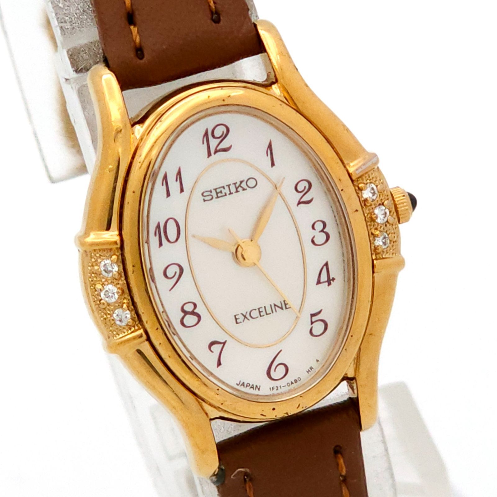 SEIKO セイコー エクセリーヌ 1F21-5F50 QZ 動作品 シェル 6Pダイヤ