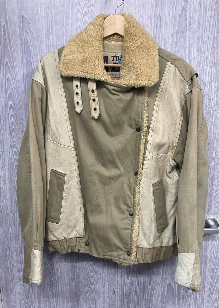 TIGER AERO / フルティガーアエロ ファー付きジャケット ブラウン プリント入り サイズL