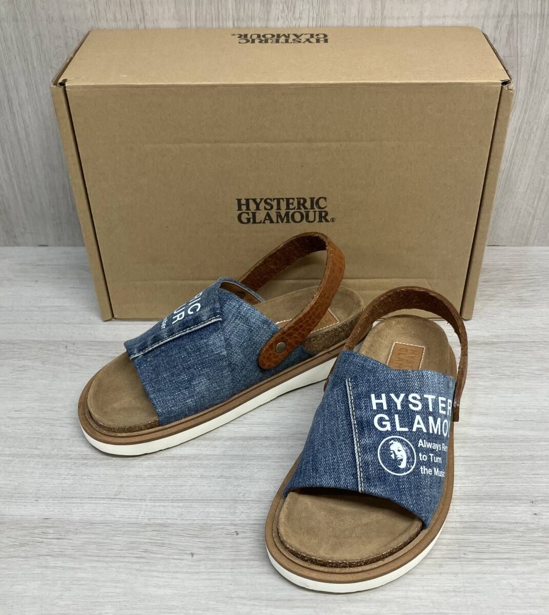 HYSTERIC GLAMOUR ヒステリック グラマー レディース サンダル 23cm デニム インディゴ 01191QS05044 レザー 牛革 箱付 シューズ 靴