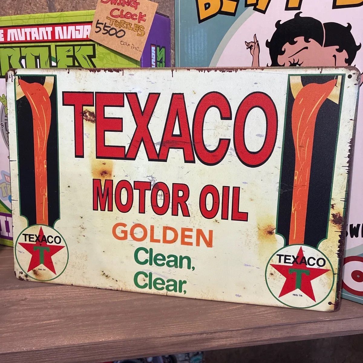 アメリカン雑貨 輸入雑貨 ガレージ 雑貨 TEXACO メタルサイン エンボス