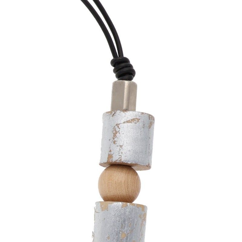 エムズブラック LEATHER CORD WOOD NECKLACE レザーコードウッド