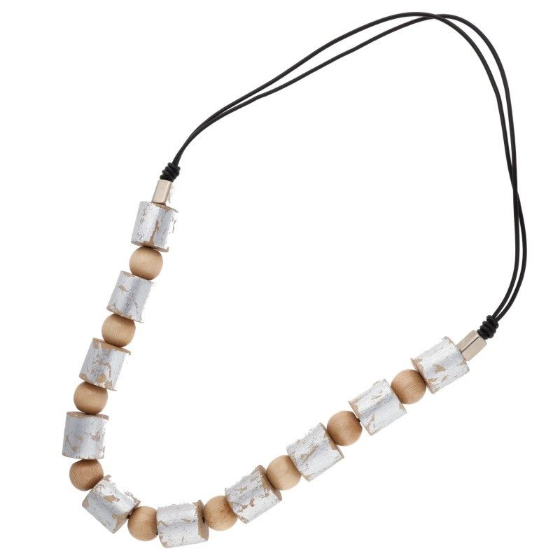 エムズブラック LEATHER CORD WOOD NECKLACE レザーコードウッド