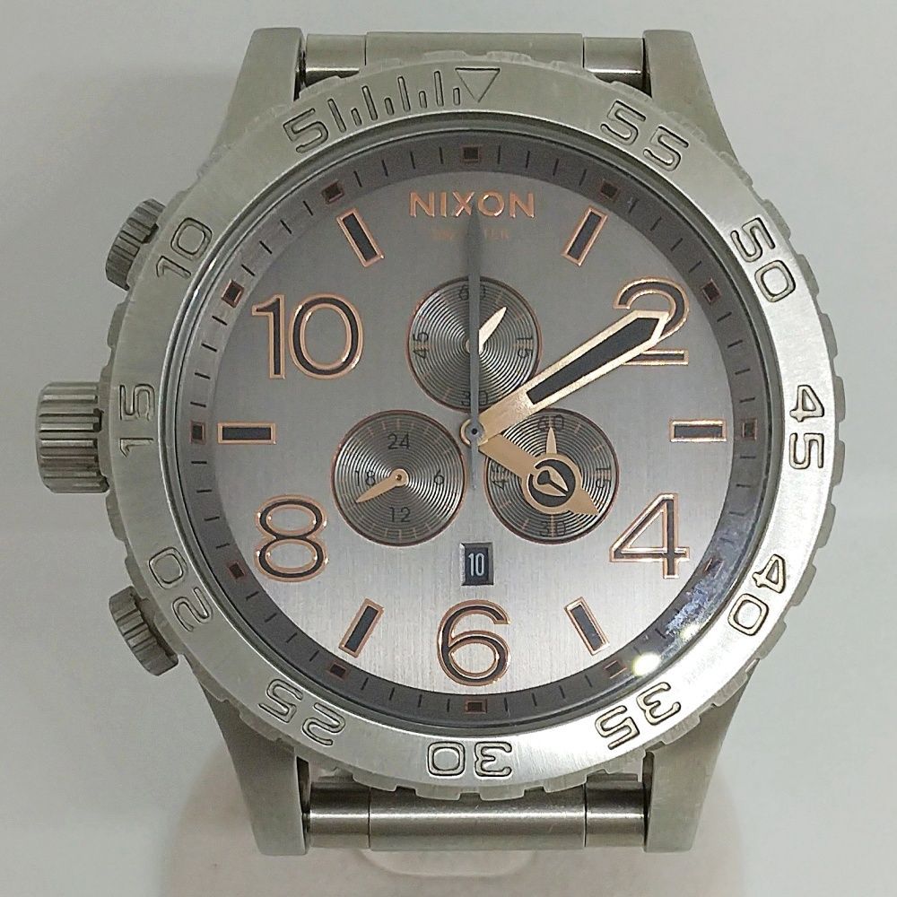 NIXON ニクソン THE51-30 CHRONO クォーツ クロノグラフ デイト SS グレー文字盤 メンズ 腕時計 日本製ムーブメント 稼働品 ※2026年5月電池交換済 中古 ■質屋 かんてい局 金沢バイパス店■B26-1032